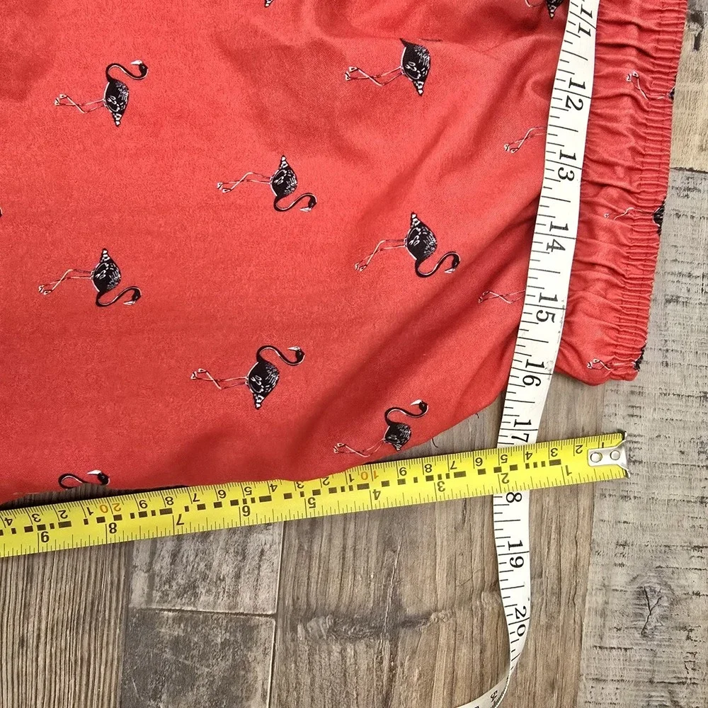 Rugby University Red w/ Cool Black Flamingo Print Swim Trunks Shorts Size Large‎